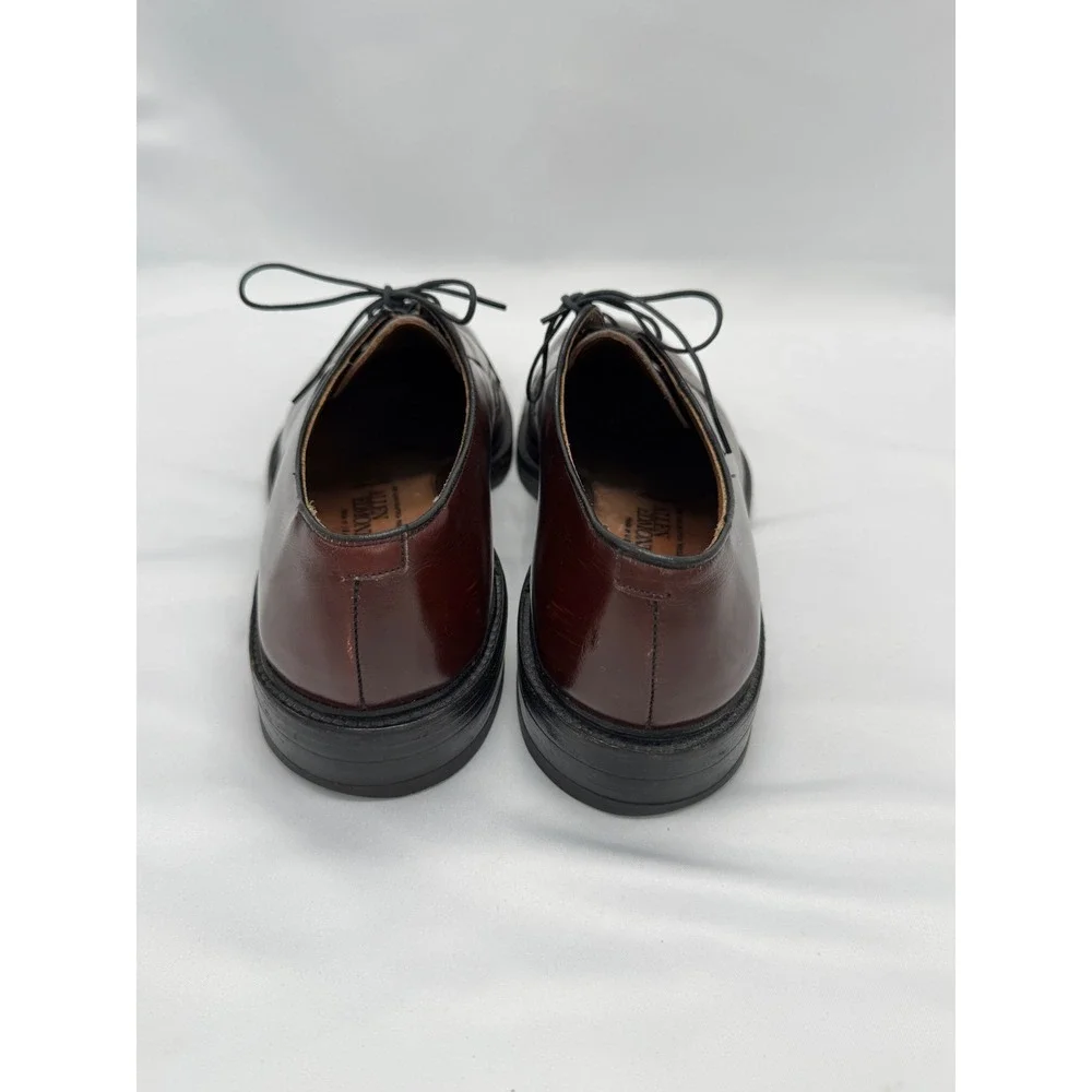 Allen Edmonds‎ Leeds Burgundy Leather Plain Toe Blucher Derby Mens 9.5 B 9548